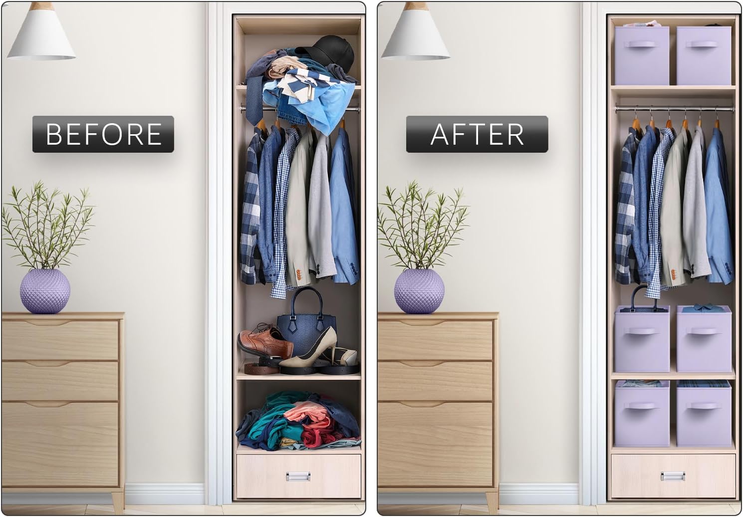 Sorbus 13 Inch Storage Bins - Sturdy Collapsible Fabric Storage Cubes with Handle - 8 Foldable Baskets for Organizing Clothes, Toys, Books - Storage Baskets for Shelves, Closets