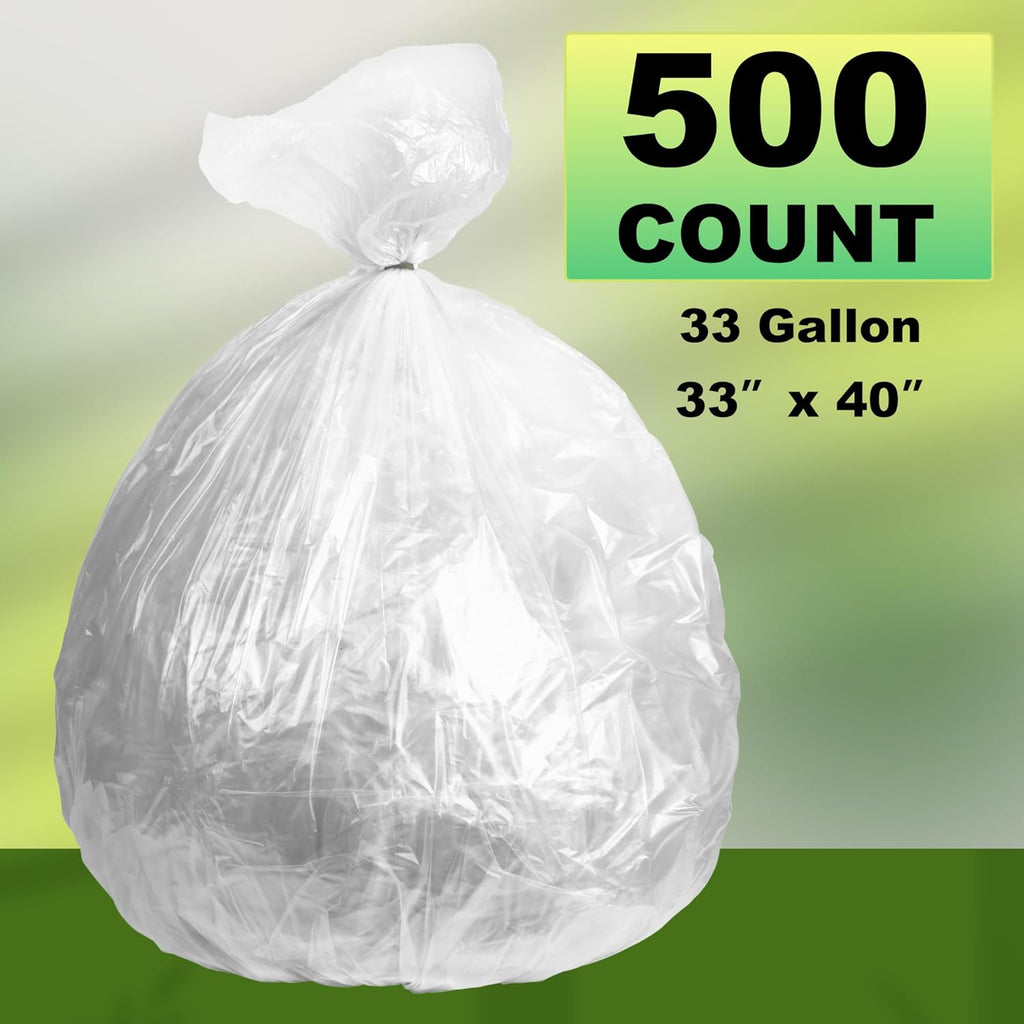 Trash Can Liner - Wholesale 500 Count Garbage Bags on Perforated Roll 33 Gallon Multipurpose for Office Bathrooms Business Home Commercial and Industrial Needs