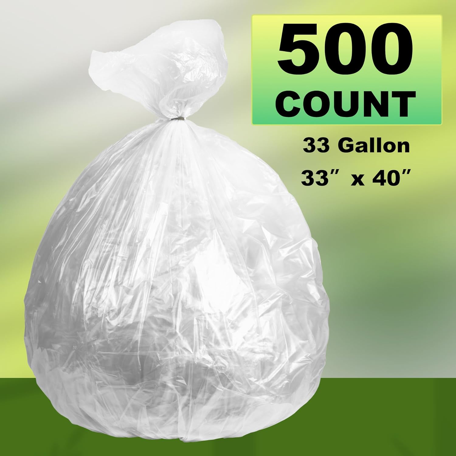 Trash Can Liner - Wholesale 500 Count Garbage Bags on Perforated Roll 33 Gallon Multipurpose for Office Bathrooms Business Home Commercial and Industrial Needs