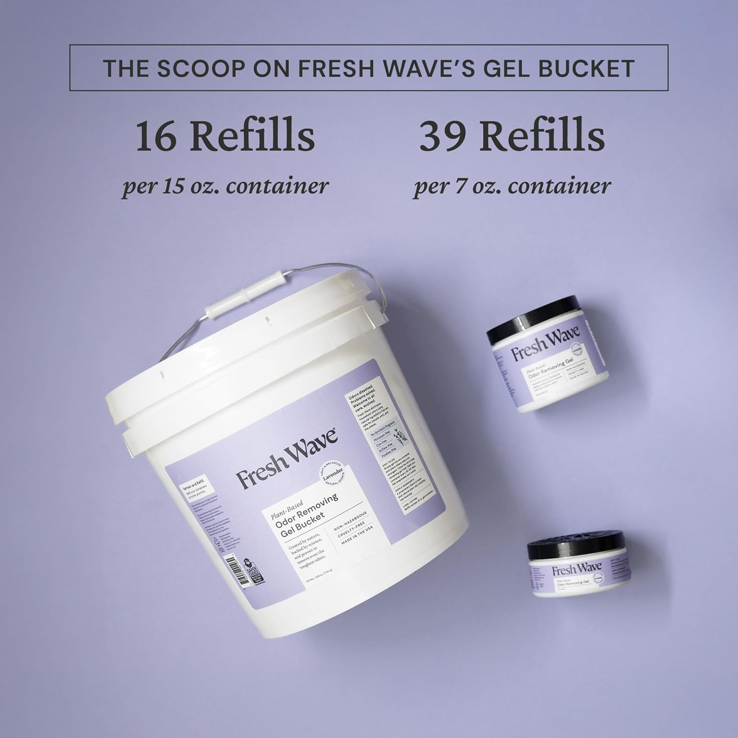 Fresh Wave Odor Removing Gel Bucket, 15.5 lb. (248 oz.) | Lavender Scent Refill | Odor Absorbers for Home | Safer Odor Relief | Natural Plant-Based Odor Eliminator | For Cooking, Trash & Pets