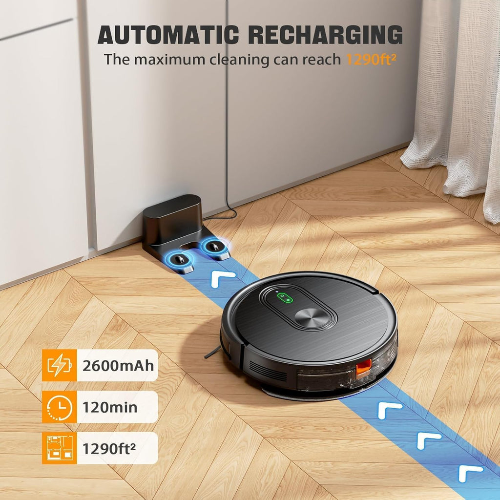 Robot Vacuum and Mop Combo, 2 in 1 Vacuuming & Mopping Robot with Schedule, App/Bluetooth/Voice, 3200Pa Max Suction, Self-Charging Robot Vacuum Cleaner, Slim, Ideal for Pet Hair, Hard Floor, Carpet