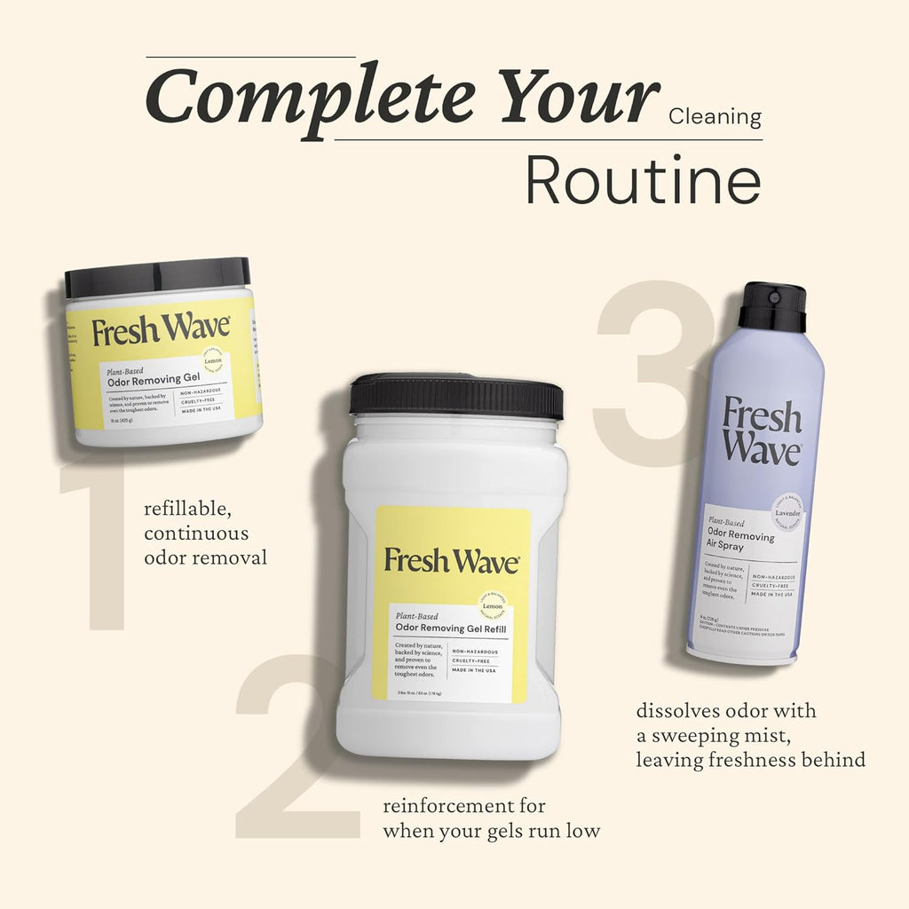 Fresh Wave Lemon Odor Removing Gel, 15 oz., Pack of 2 - Safer Odor Absorbers for Home, Natural Plant-Based Odor Eliminator, Every 15 oz. lasts 30-60 Days, For Cooking, Trash & Pets