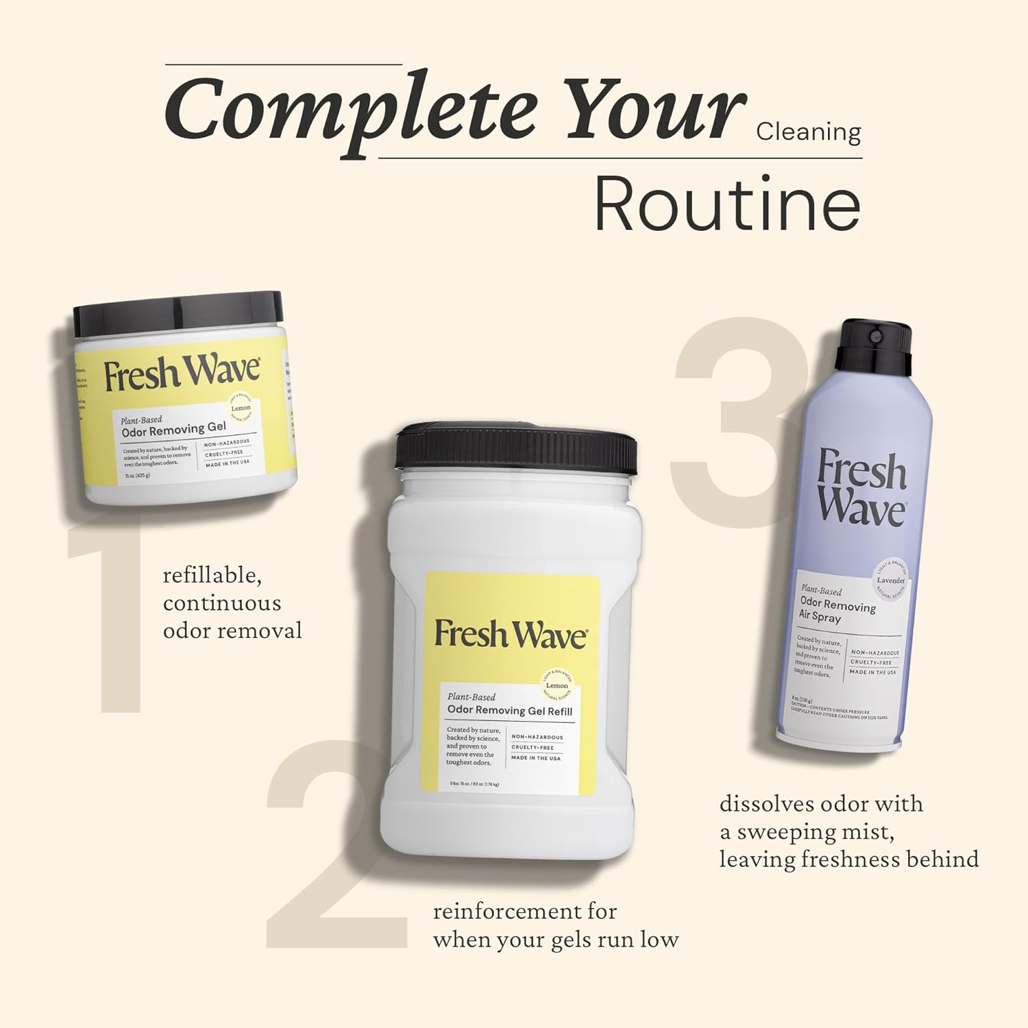 Fresh Wave Lemon Odor Removing Gel, 15 oz., Pack of 2 - Safer Odor Absorbers for Home, Natural Plant-Based Odor Eliminator, Every 15 oz. lasts 30-60 Days, For Cooking, Trash & Pets