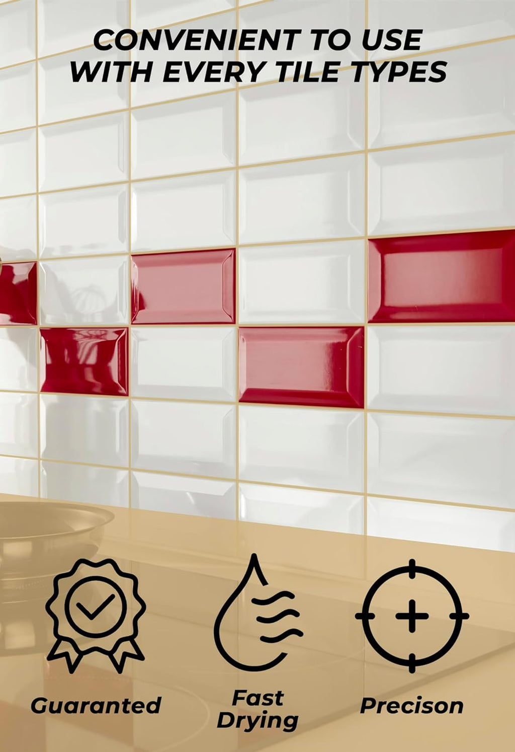 Tile Grout Repair Kit, Beige 8.8 oz/250gr. Fast Drying Grout Filler Tube Repair Kit, Grout Sealer Restore and Renewer for Bathroom Floor Tiles, Gaps, Joints, Lines