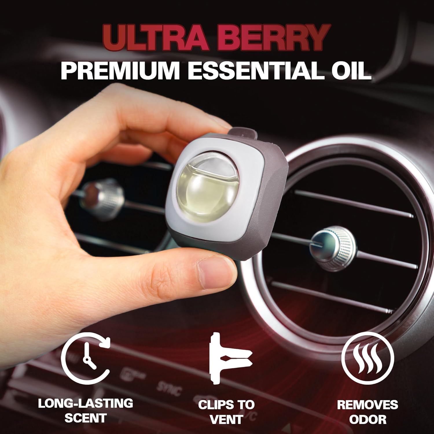 Air Jungles Ultra Berry Scent Car Air Freshener Clip, 6 Vent Clips, 4ml Each, Long Lasting Air Freshener, Up to 180 Days Car Refresher Odor Eliminator