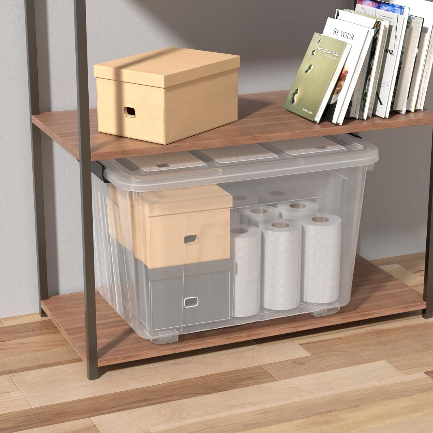 Zopnny 70 Qt Large Plastic Storage Box with Wheel, Clear Storage Latch Box with Lid, 4 Pack