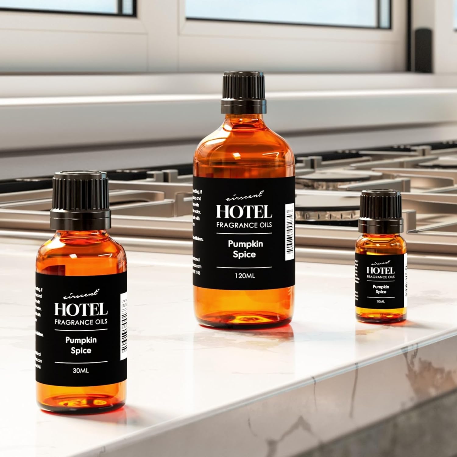 AirScent Pumpkin Spice Diffuser Oil - Pumpkin Spice Fragarnce Oil Blend for Ultrasonic and Waterless Diffusers and Crafting - 120 mL, 4 fl oz Glass Bottle with Dropper Cap - Fall Scents