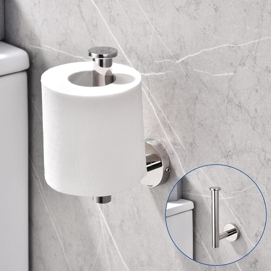 TASTOS Toilet Paper Holder SUS304 Stainless Steel Round Size Polished Chrome 2 Pack