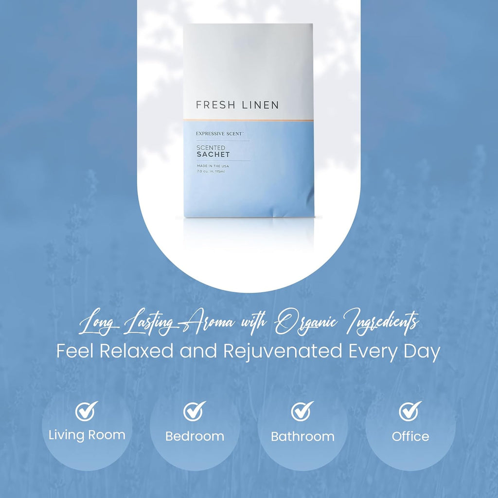 6 Pack Fresh Linen Large Scented Sachet Envelope by Expressive Scent