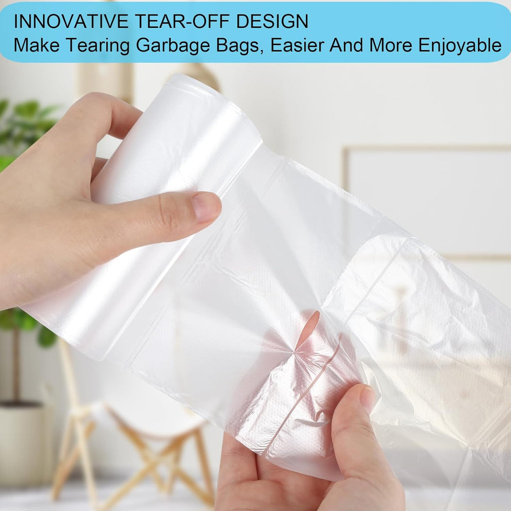 2 Gallon Small Plastic Trash Bags, 7.5 Liters Clear Wastebasket Liners Garbage Bags for Home, Office, Bathroom, 100 Counts