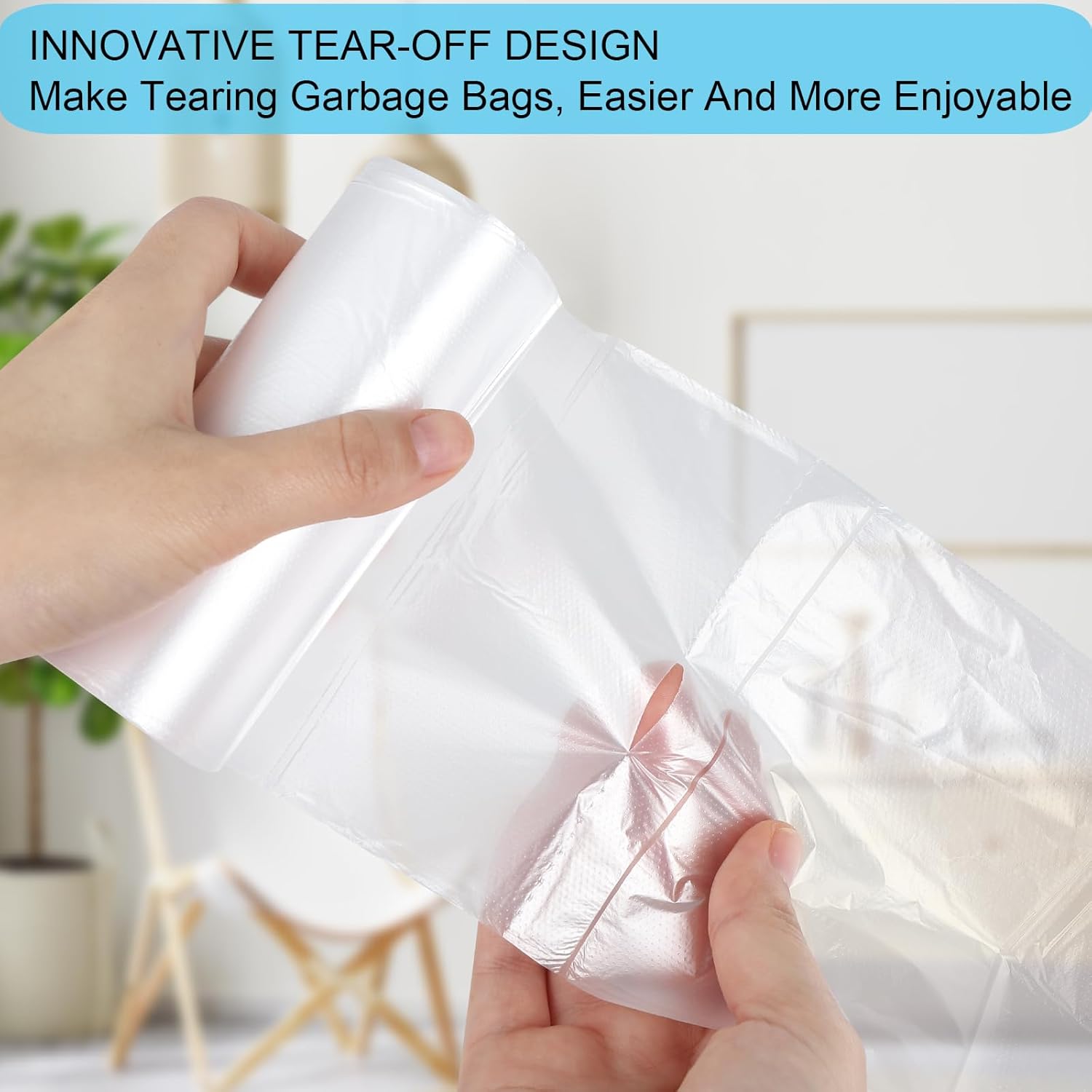 2 Gallon Small Plastic Trash Bags, 7.5 Liters Clear Wastebasket Liners Garbage Bags for Home, Office, Bathroom, 100 Counts