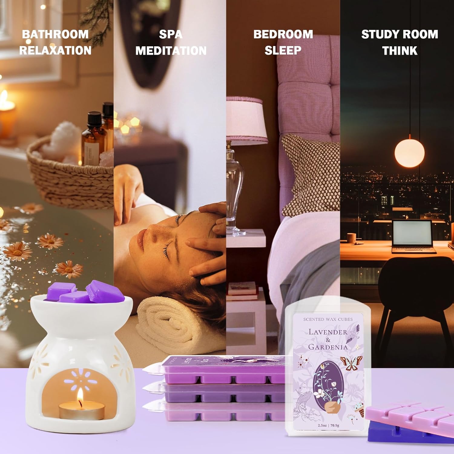 SCENTORINI Wax Melts, Wax Cubes Strong Scent, Long Lasting Lavender Scented for Sleep, Wax Melts for Warmer, 2.5 oz 8-Pack