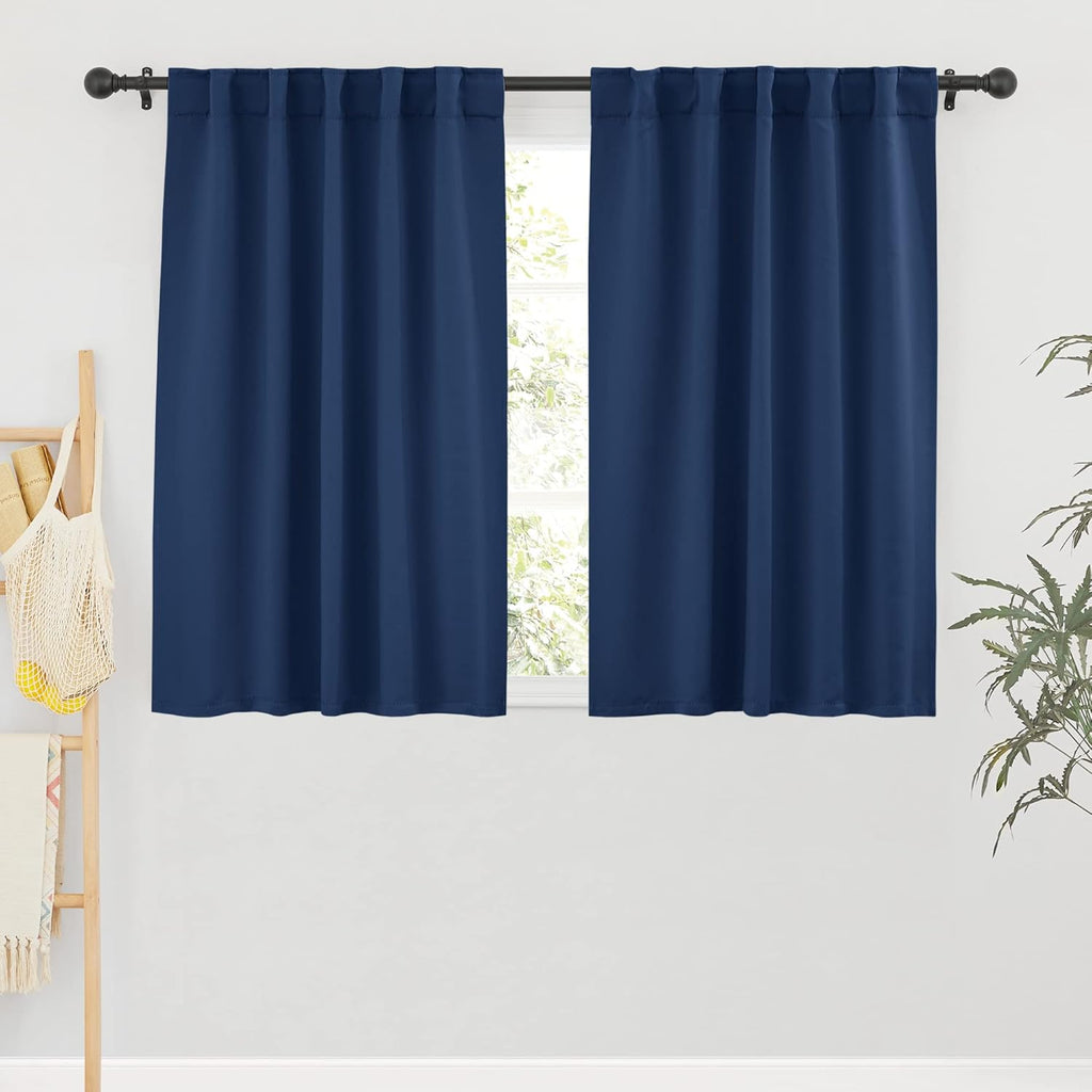 RYB HOME Blackout Curtains for Living Room Thermal Insulated Privacy Solar Drapes for Kids Bedroom Cafe Bathroom, 42 inch Width x 54 inch Length, Navy, 2 Panels