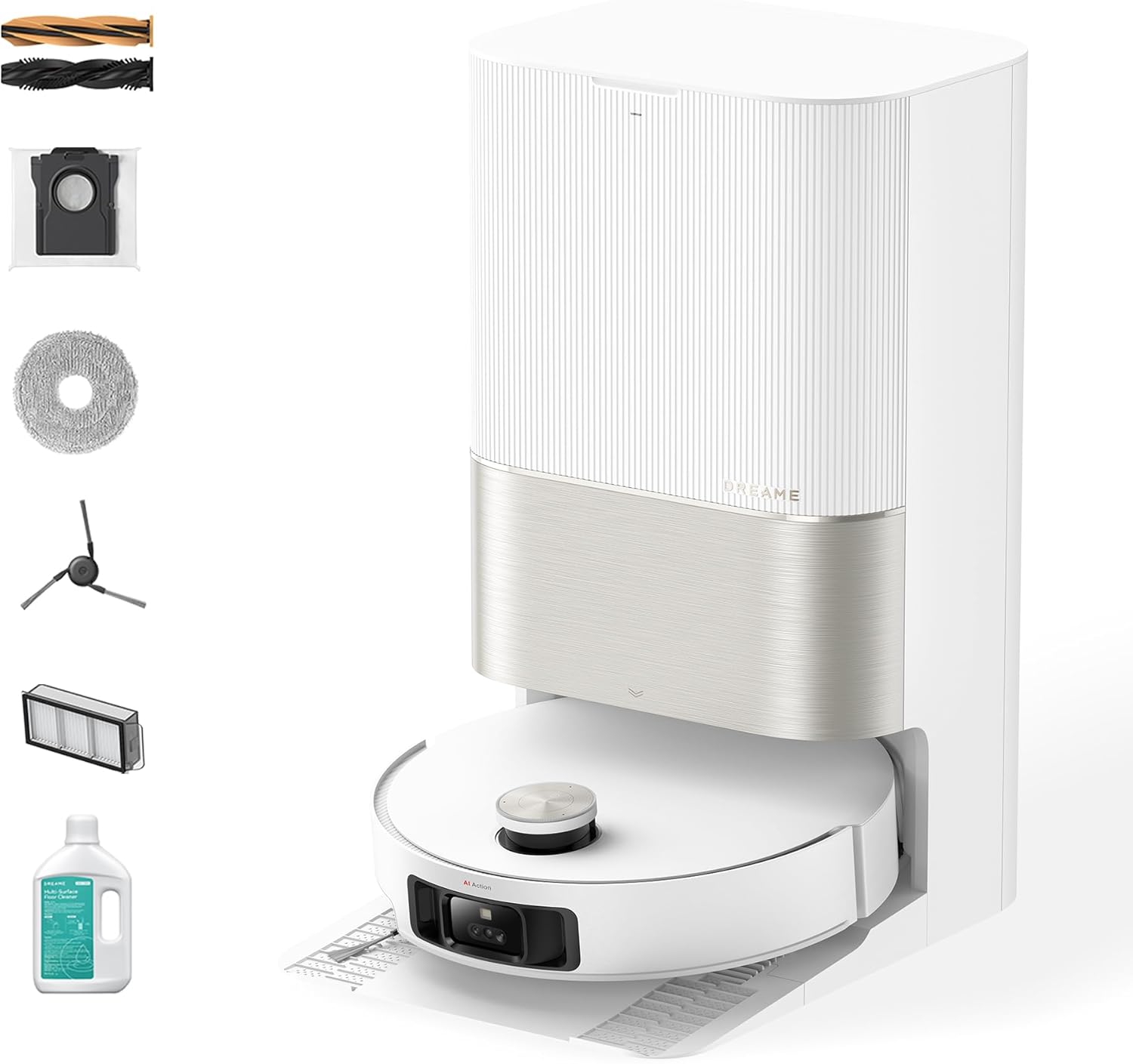 DREAME X50 Ultra Complete Robot Vacuum and Mop with Auto-Empty and Mop Self-Cleaning, 20,000Pa Suction, Obstacle Avoidance and 360° Navigation, Corner to Edge Deep Cleaning, Detangling Brush (White)