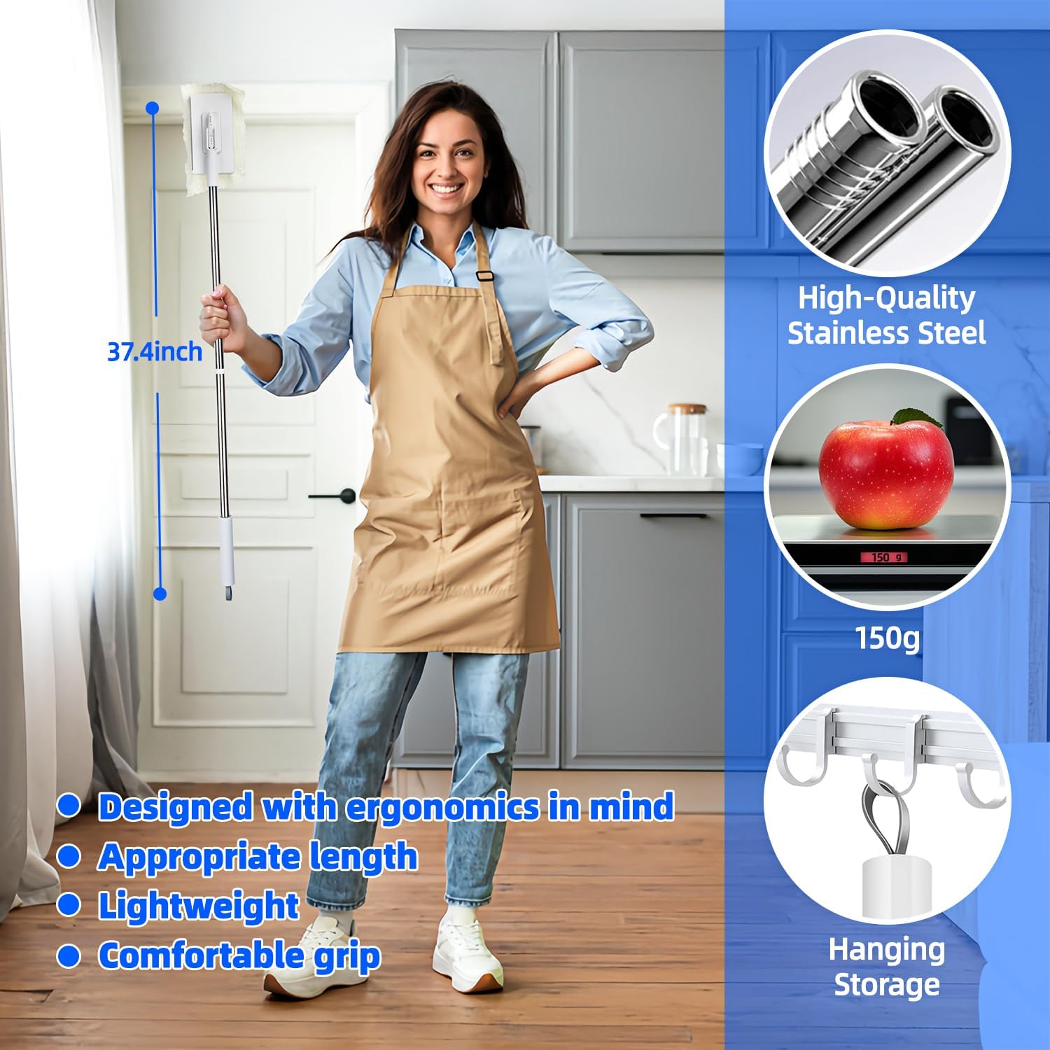 Mini Sweeper Mop No-Touch Dirty Cleaning Flat Dust Mop for Dry Wet Disposable Pads, Multi Surface Mop Floor Mopping and Sweeping Cleaning Head for House Wall Bathroom Toilet Corners Door Window