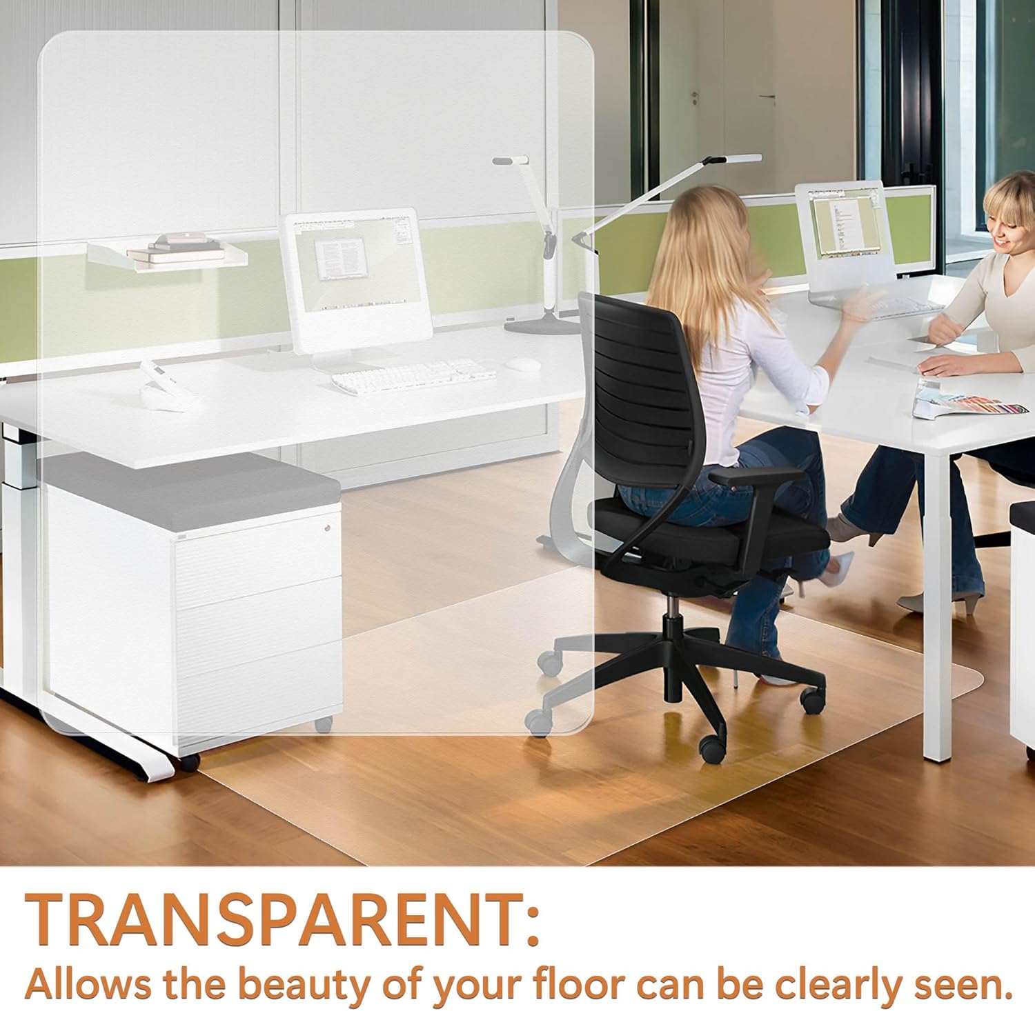 Office Chair Mat for Hardwood Floor- 35" x 35" Clear Desk Computer Chair Mat for Hard Wood/Tile Floors, Easy Glide Plastic Mat for Under Office Chairs on Hardwood for Work & Home