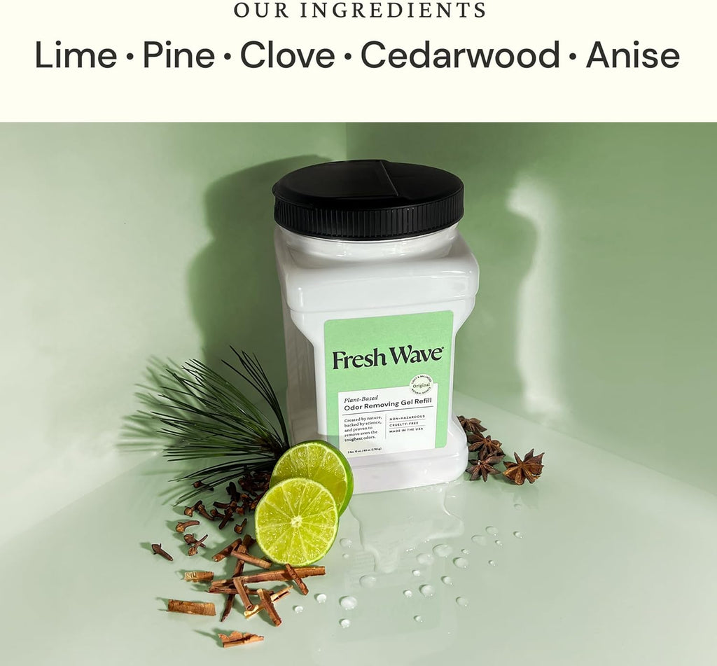 Fresh Wave Odor Removing Gel Refill, 63 oz., Pack of 2 - Safer Odor Absorbers for Home, Natural Plant-Based Odor Eliminator, Every 15 oz. lasts 30-60 Days, For Cooking, Trash & Pets
