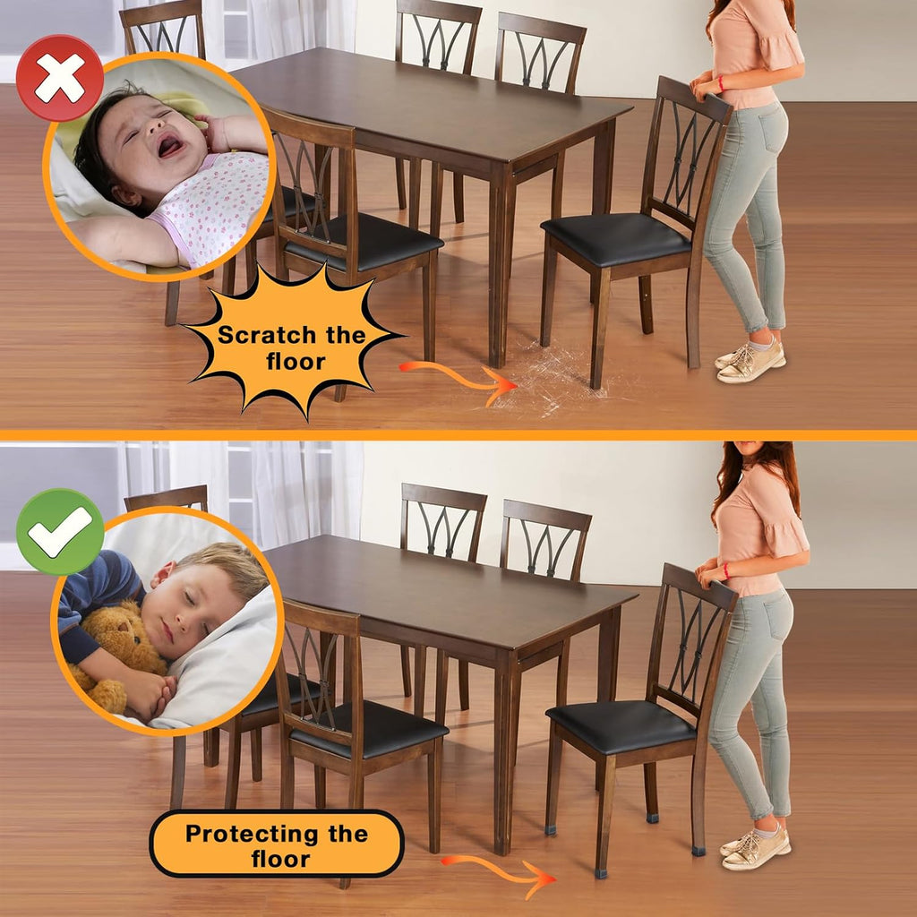 16 Pcs Rectangle Chair Leg Floor Protectors, Silicone Chair Leg Protectors for Hardwood Floors, High Elastic Chair Leg Cover for Chair Table Desk, Protect Wooden Floors from Scratching, Won't Tear