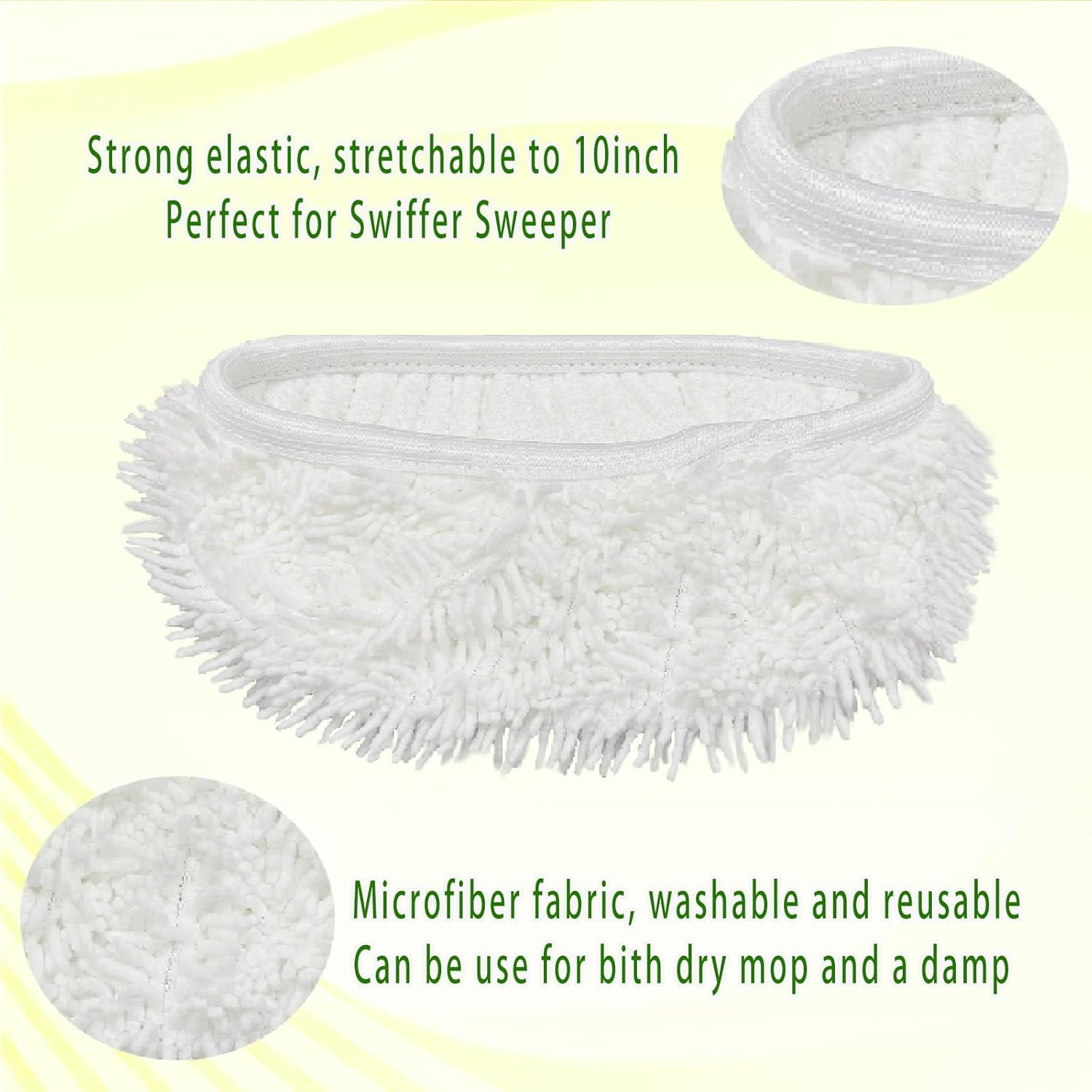 Reusable Microfiber Mop Pads Washable Wet Pads Compatible with Refills for Swiffer Sweeper Wet & Dry Sweeping Cloths Mop Head Replacement for Household Cleaning