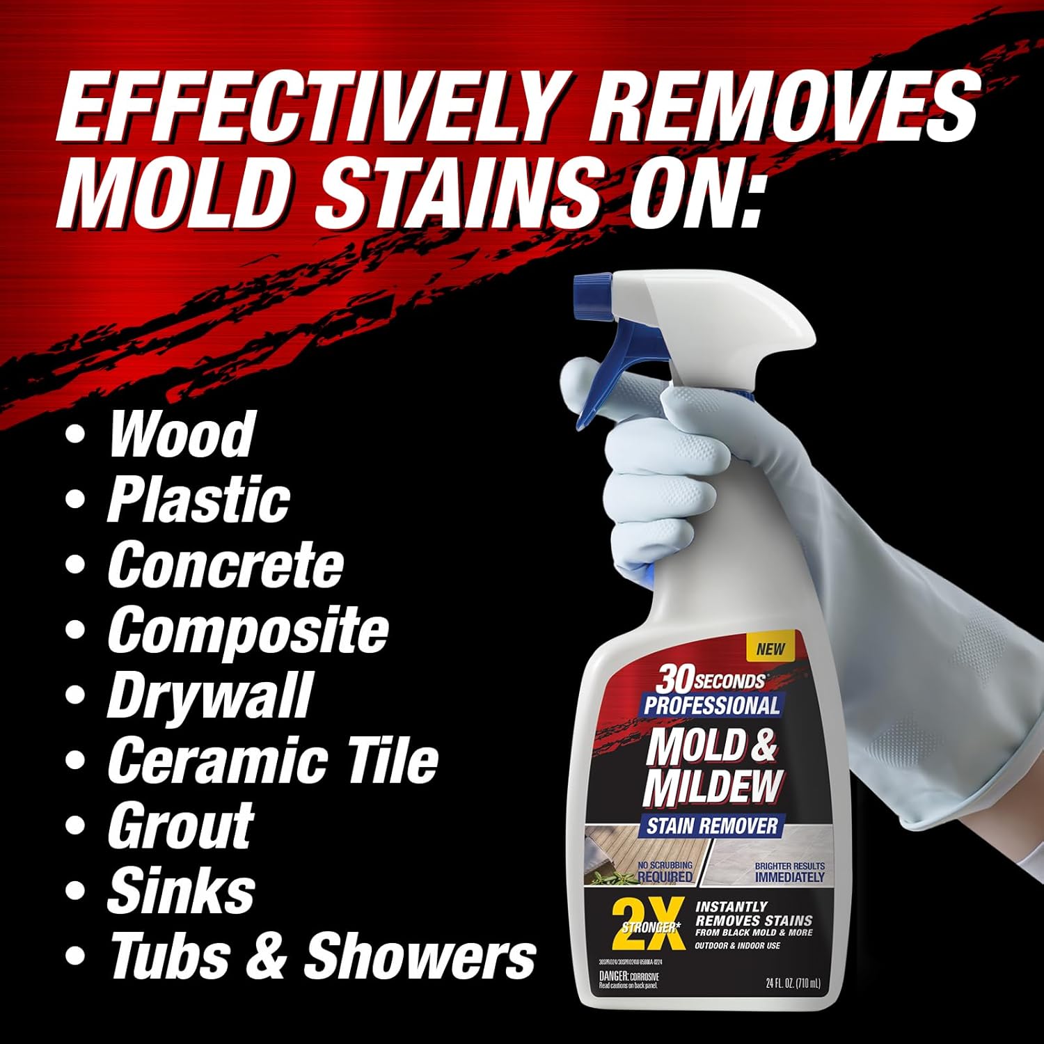 30 SECONDS Pro Mold and Mildew Stain Remover | Scrub Free | Brighter Results Instantly | Ready To Use Refill | 128 fl. oz. (2 PACK)