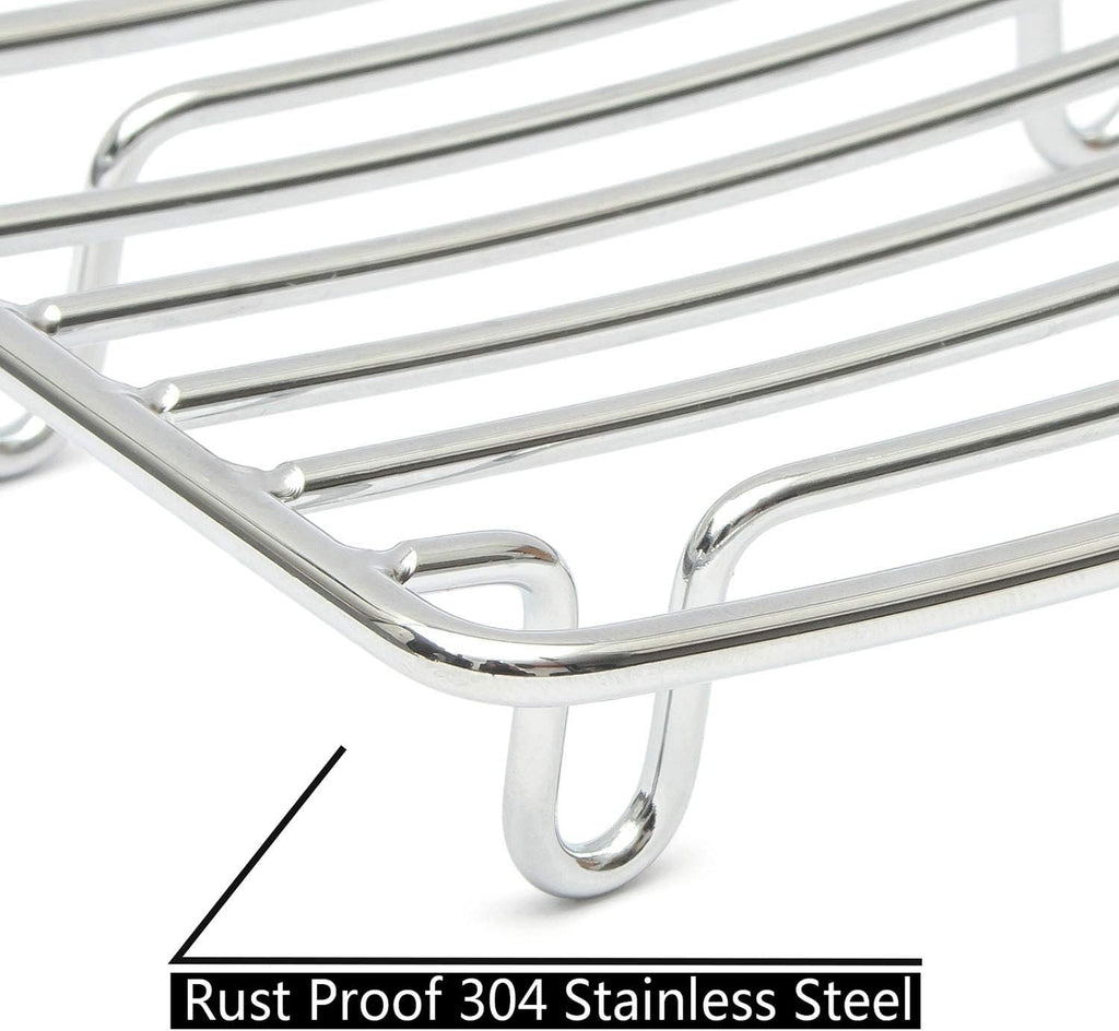 Bar Soap Dish Holder for Shower Bathroom Stainless Steel Rust Proof Self Draining with White Soap Saver Pad