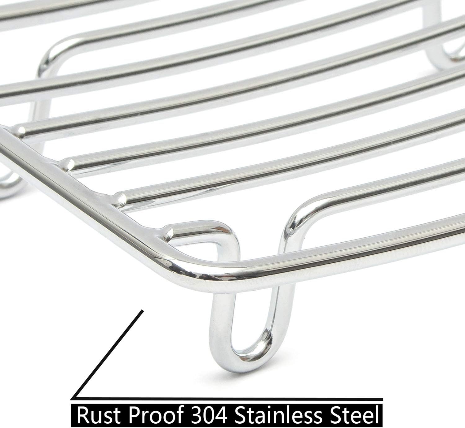 Bar Soap Dish Holder for Shower Bathroom Stainless Steel Rust Proof Self Draining with White Soap Saver Pad