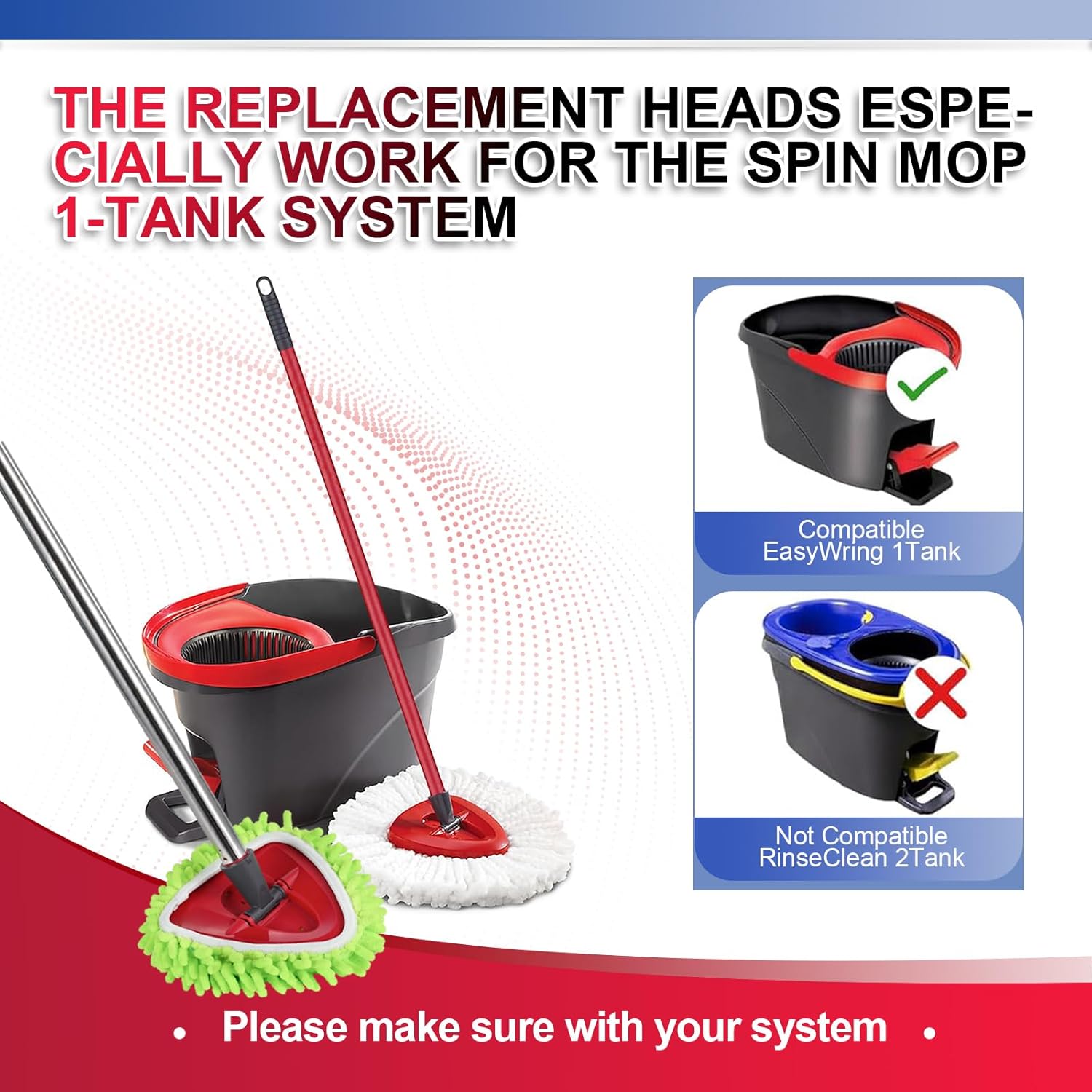 Upgraded Scrub Brush Compatible with O-Cedar EasyWring 1 System 7 Pack Triangle Mop Reusable Mop Pads Mop Head Mop Replacement Set with Base for Deep Clean White and Green