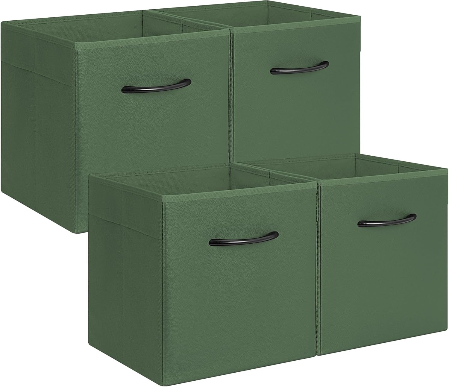 StorageWorks Green Storage Cubes, 11 Inch Cube Storage Bins with Handle, Cube Storage Organizer Bins for Shelves and Closet, Collapsible Storage Bins, 4-Pack