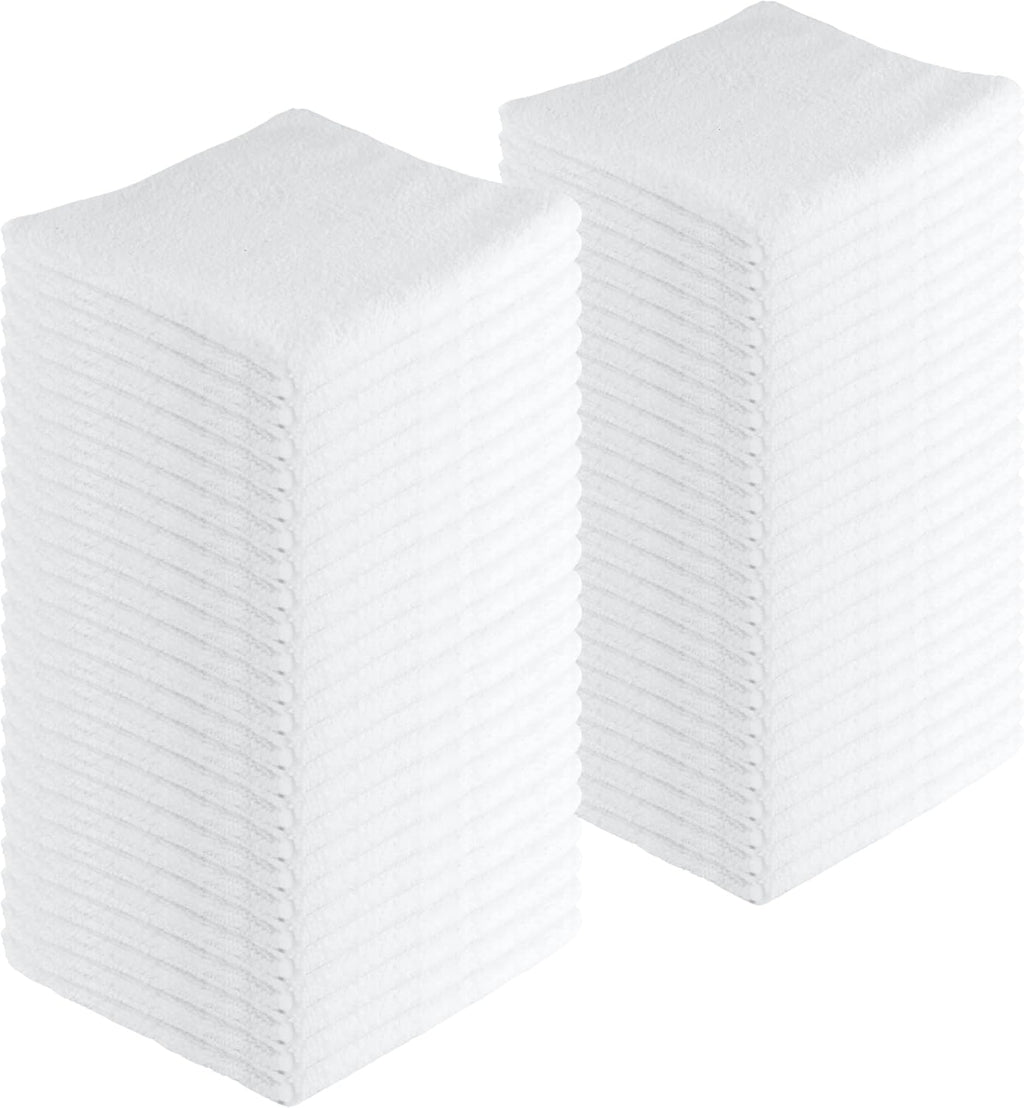 Microfiber Cleaning Cloths, 240 Pack, 16"x16", All-Purpose, Softer, Highly Absorbent, Lint-Free, Reusable, Washable Pro Towels, White, for House, Kitchen, Bathroom, Car, Office