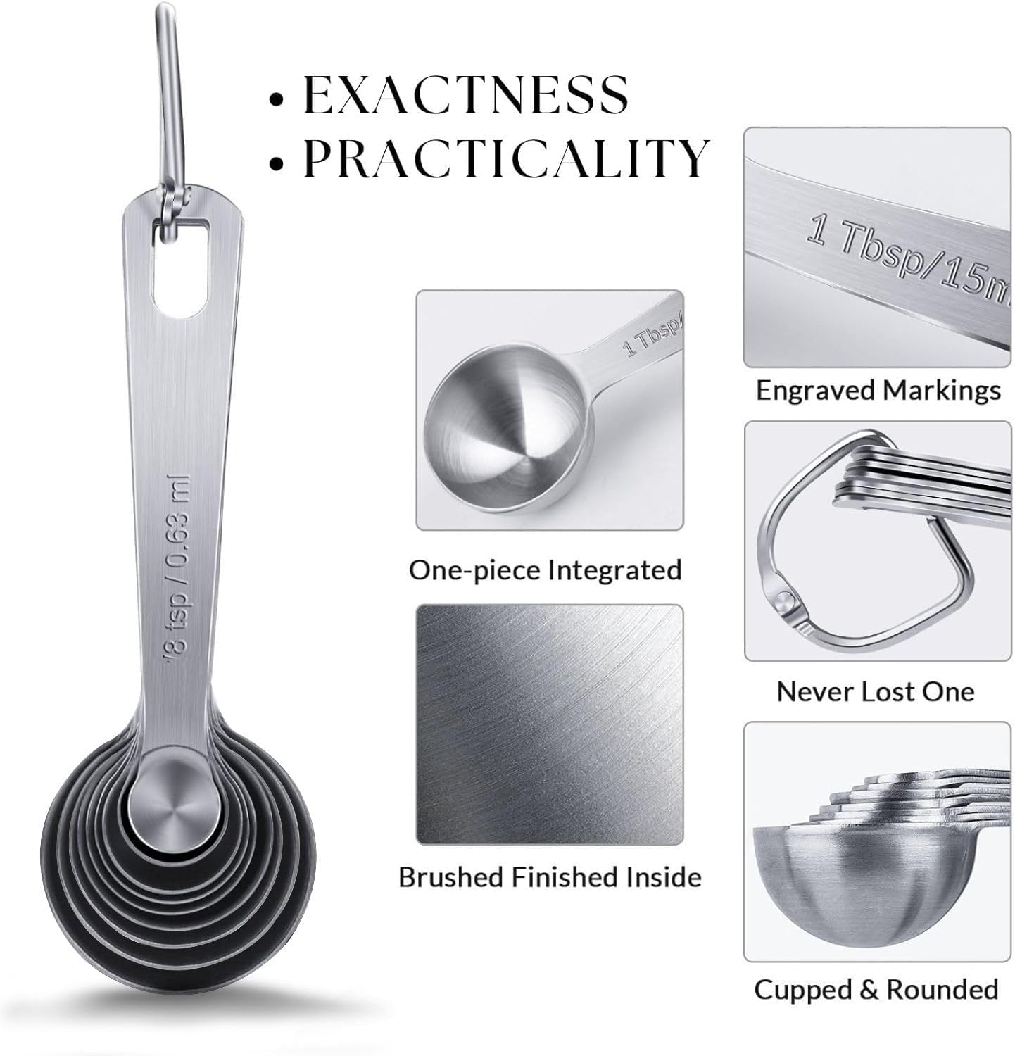 14PCS Measuring Spoons Set, 1 tbsp, 1/2 tbsp, and 1-1/16tsp Stainless Steel Measuring Spoons for Cooking Baking Spice Jars and Liquid Ingredients