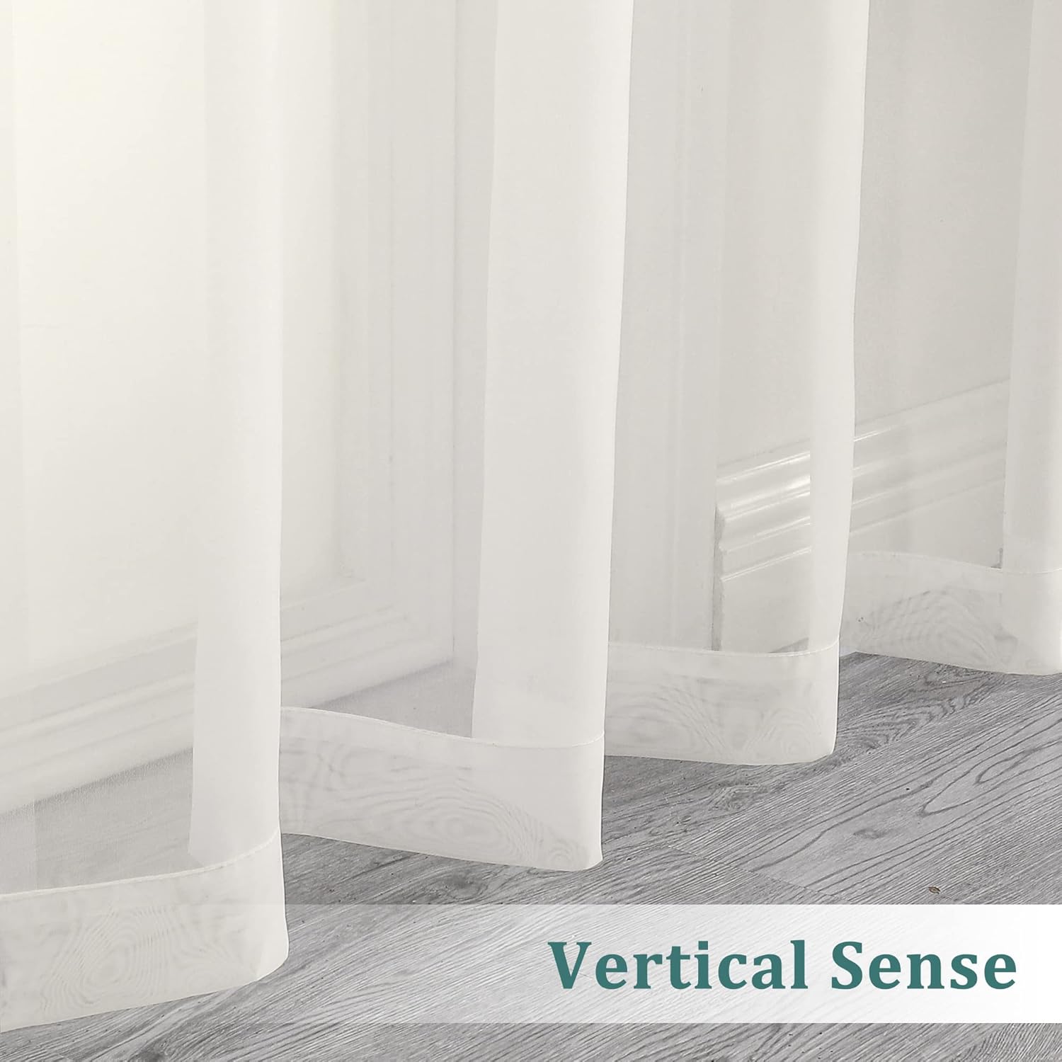 Chyhomenyc Sheer Curtains 72 Inch Length 2 Panels, Short Window Curtain Drapes Semi Transparent Voile Rod Pocket Curtains for Dining Bedroom Nursery Living Room, 42W x 72L inch, Ivory