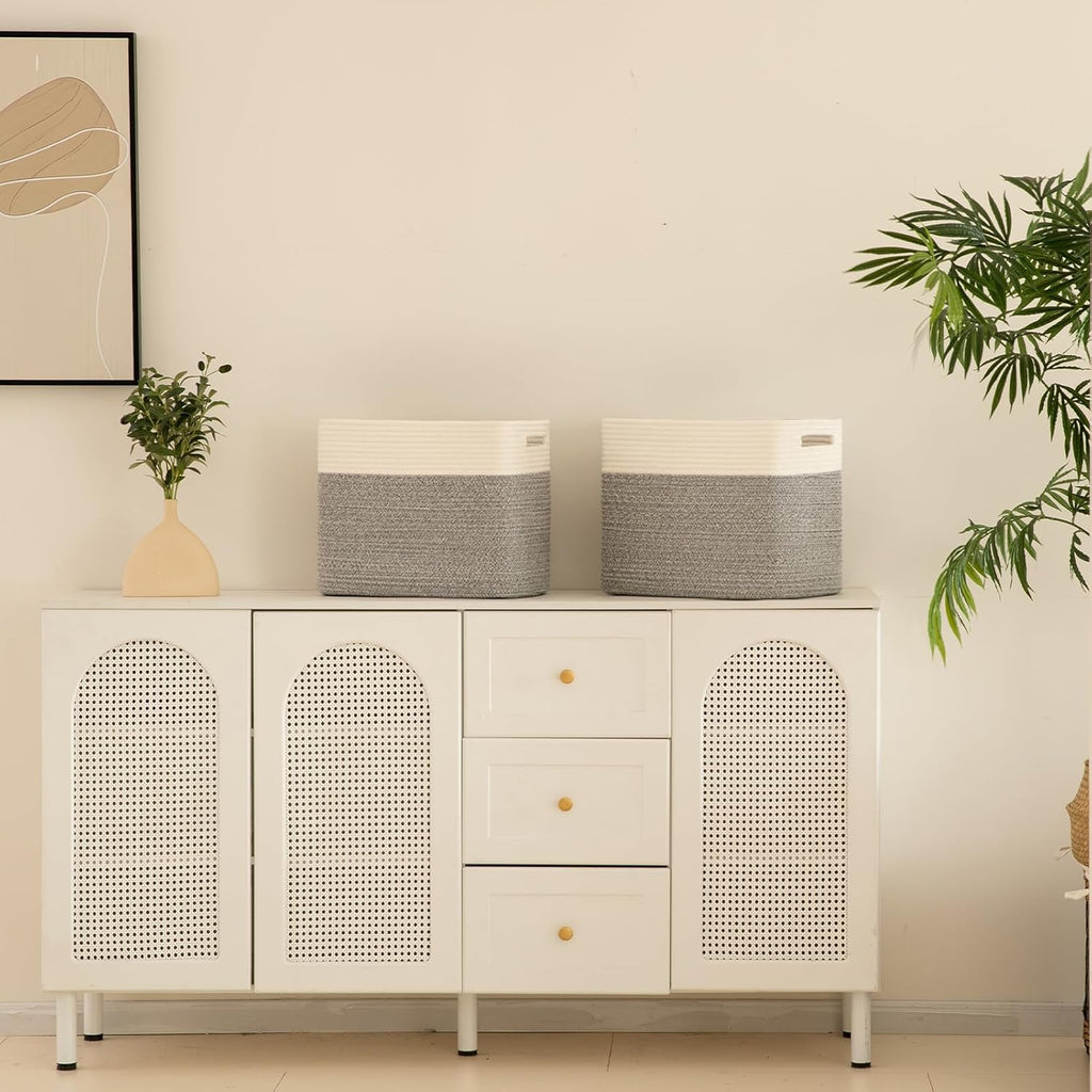 OIAHOMY Storage baskets for Shelf, Toy Storage Basket, Collapsible Storage Bins, Blanket Basket Living Room, Closet Storage for Bedroom, 16.5 x 13 x 12 Inches-Pack of 2-Brown