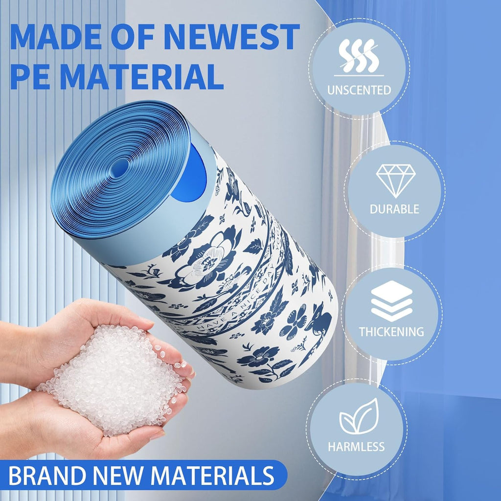 VOK 8 Gallon Trash Bags Drawstring, Printed Medium Garbage Bags with Secure Tie, Leakproof & Thick Tear-Resistant Design for Kitchen/Bathroom, Decorative Odor-Control Trash Bags,116 Counts