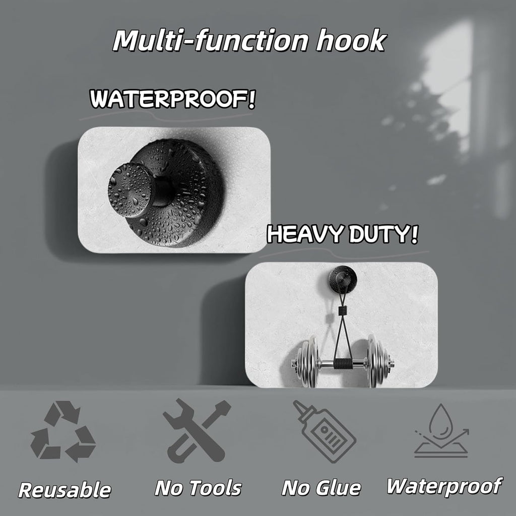 2025 Upgraded Stainless Steel Heavy Duty Suction Cup Hooks For Shower Bathroom Accessories Removable Hook For Glass Window Door Wall Hooks For Hanging Towels Robes Wreaths (Pack Of 2, Black)