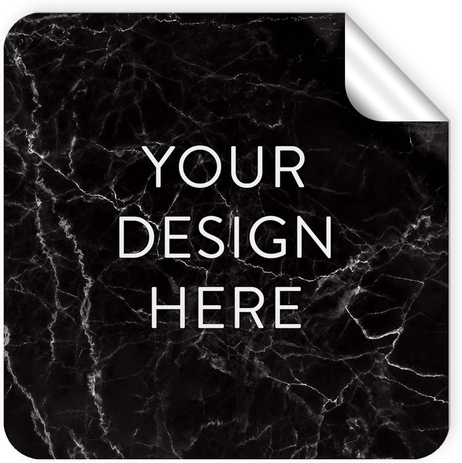 100 Custom Vinyl Stickers - Upload Your own Image, Text, Design, Logo - Personalized Logo Labels for Handmade, Packaging, Bottle, Jars, Candle, Brand Stickers (Black Marble, 1.5x1.5 Square)