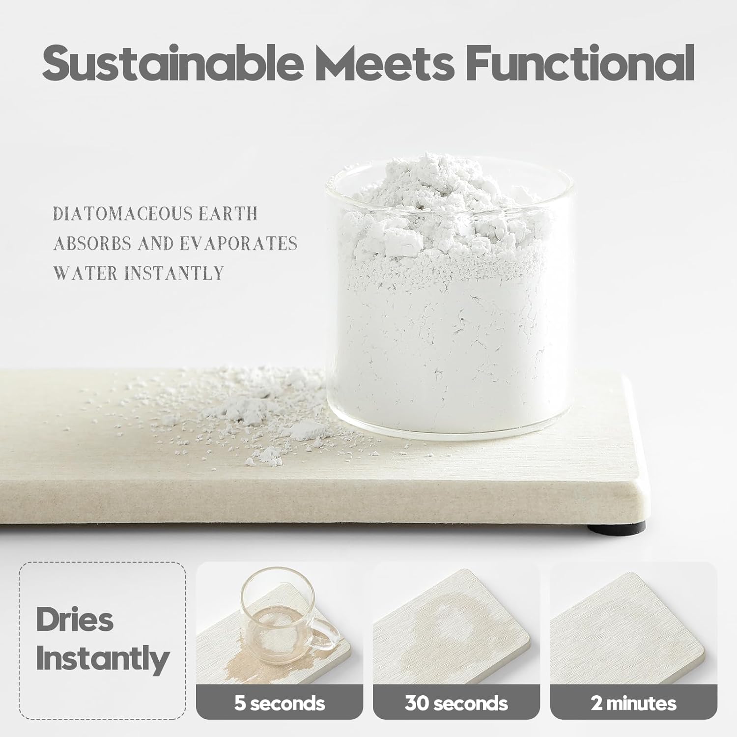 2PCS Bathroom Sink Vanity Trays, Water Absorbing Diatomite Stone Drying Soap Dish Dispenser for Kitchen Counter, Sponge Holder Mat Rack Faucet Splash Guard Caddy Organizer, Beige, 9"x3.5"