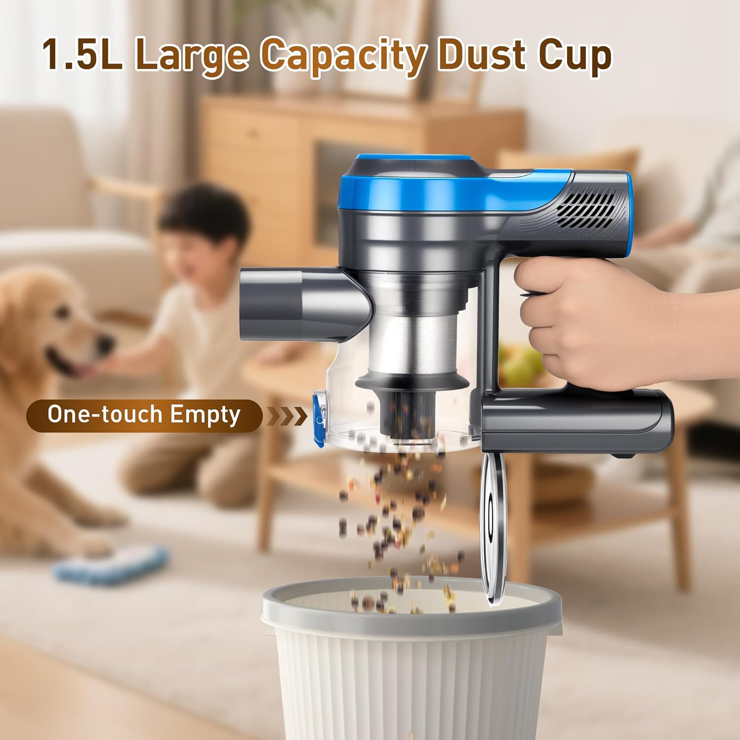 250W 25KPa Suction Cordless Vacuum Cleaner, 6-in-1 Lightweight Stick Vacuum with LED Display, 45 Mins Runtime for Hard Floor, Carpet, Pet Hair, Car Cleaning