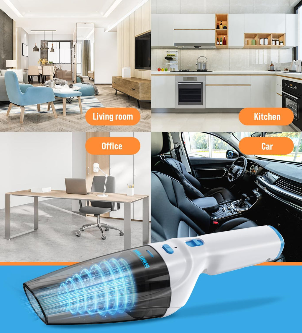 Powerful Handheld Vacuum Cordless, 9500PA Rechargeable Car Vacuum Portable Cordless, Lightweight & Portable Mini Handheld Vacuum Cleaner with Large-Capacity Battery for Car/Home/Pet