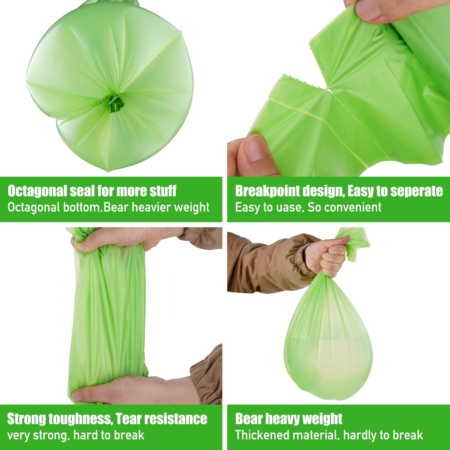 Compost Bags, 8 Gallons, 30Liter, Extra Thick 0.87 Mils, Biodegradable Food scrap waste bags with US BPI ASTM D6400 and Europe OK Compost Home Certified