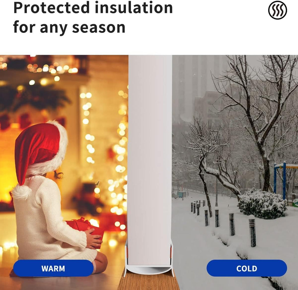 Door Draft Stopper, Strong Adhesive Door Sweep for Exterior and Interior Doors, 39” Length Cuttable Under Door Seal. (White, 2 Pack)