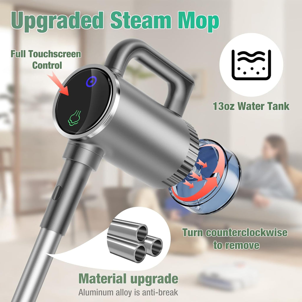 11-in-1 Steam Mop - Detachable Handheld Steam Cleaner with 500mL Tank, 260℉ Floor Steamer for Hardwood, Tile, Grout, Windows, Bath & Kitchen - 3-Level Steam Control, Multi-Purpose Floor Steam Cleaner