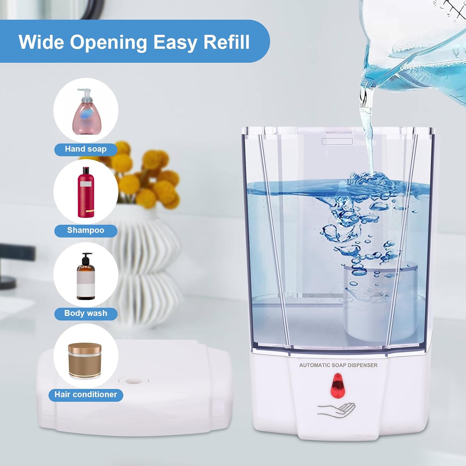 Automatic Soap Dispenser Wall Mounted: 700ml/23.7oz Commercial Hand Soap Dispenser Wall Mount, Touchless Electric Sensor Pump for Home Kitchen Bathroom Offices Hotel Commercial Restaurant