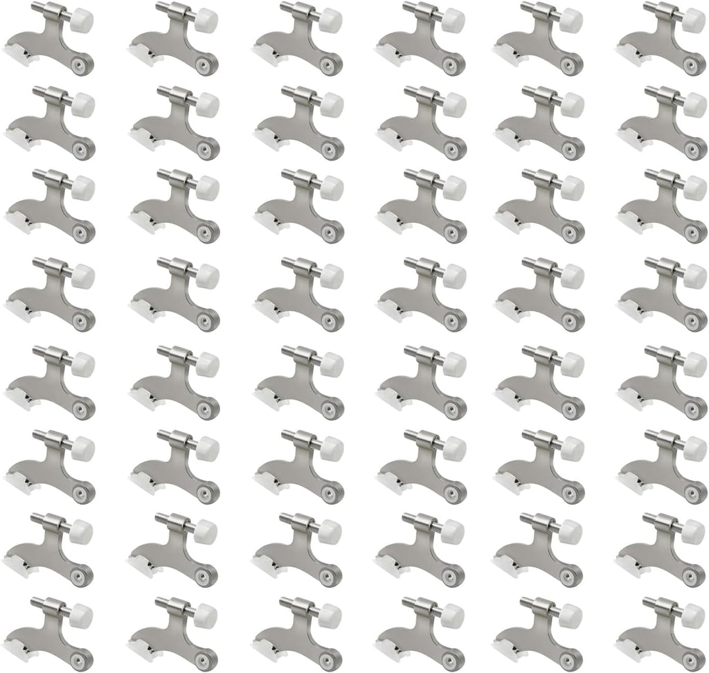 48 Pack Hinge Pin Brushed Nickel Door Stopper, Adjustable Heavy Duty Hinge Pin Door Stop with Rubber Bumper Tips