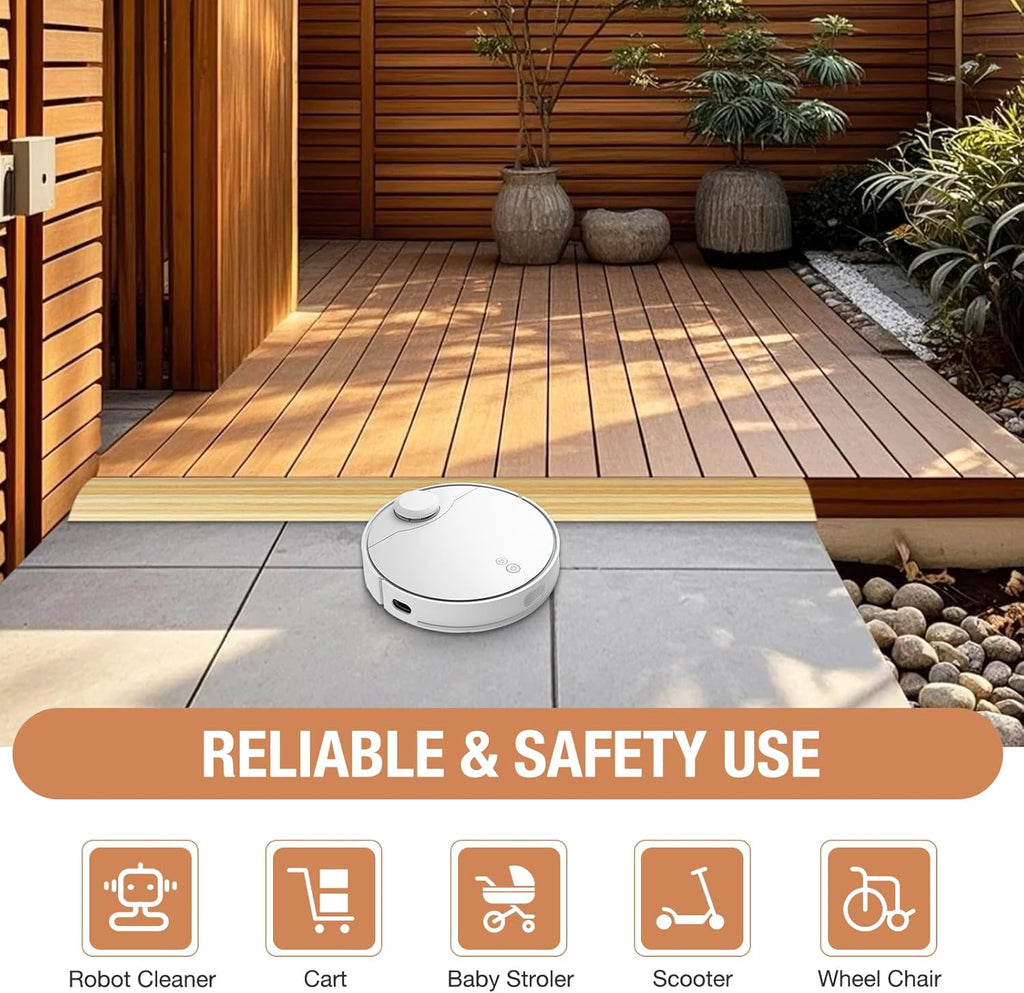 Floor Transition Strip Self Adhesive Vinyl Door Threshold for Doorways Carpet Edging Trim Overlap Edge Reducer for Laminate Floor, Carpet, Tile (Light Yellow Wood Grain, 1/5" to 2/5", 3.3Ft)