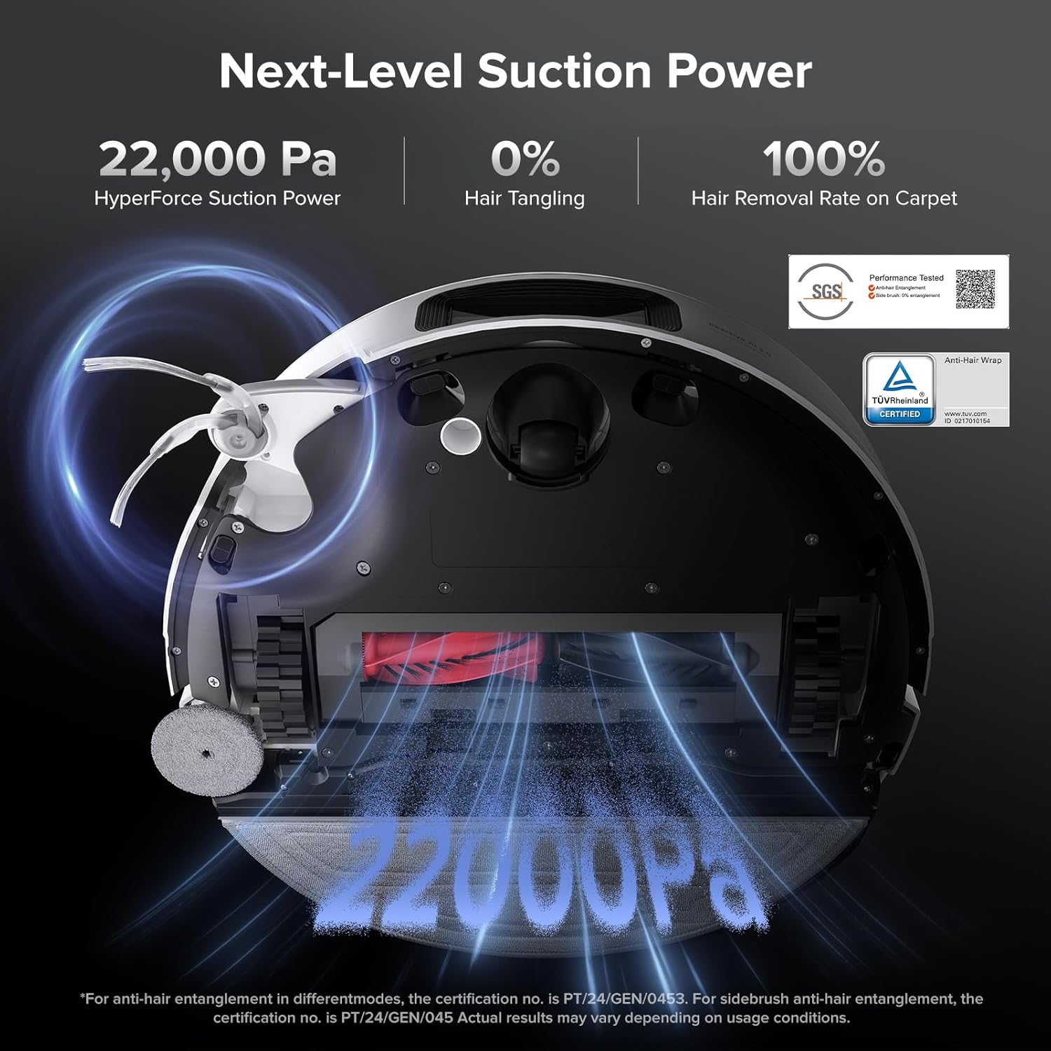 roborock Saros 10 Robot Vacuum and Mop, 22,000Pa Suction, AI Obstacle Avoidance, 3.14-inch Ultra Thin, Intelligent Dirt Detection, Zero Tangling Main Brush, Hot Water Mop & Dock Self Cleaning