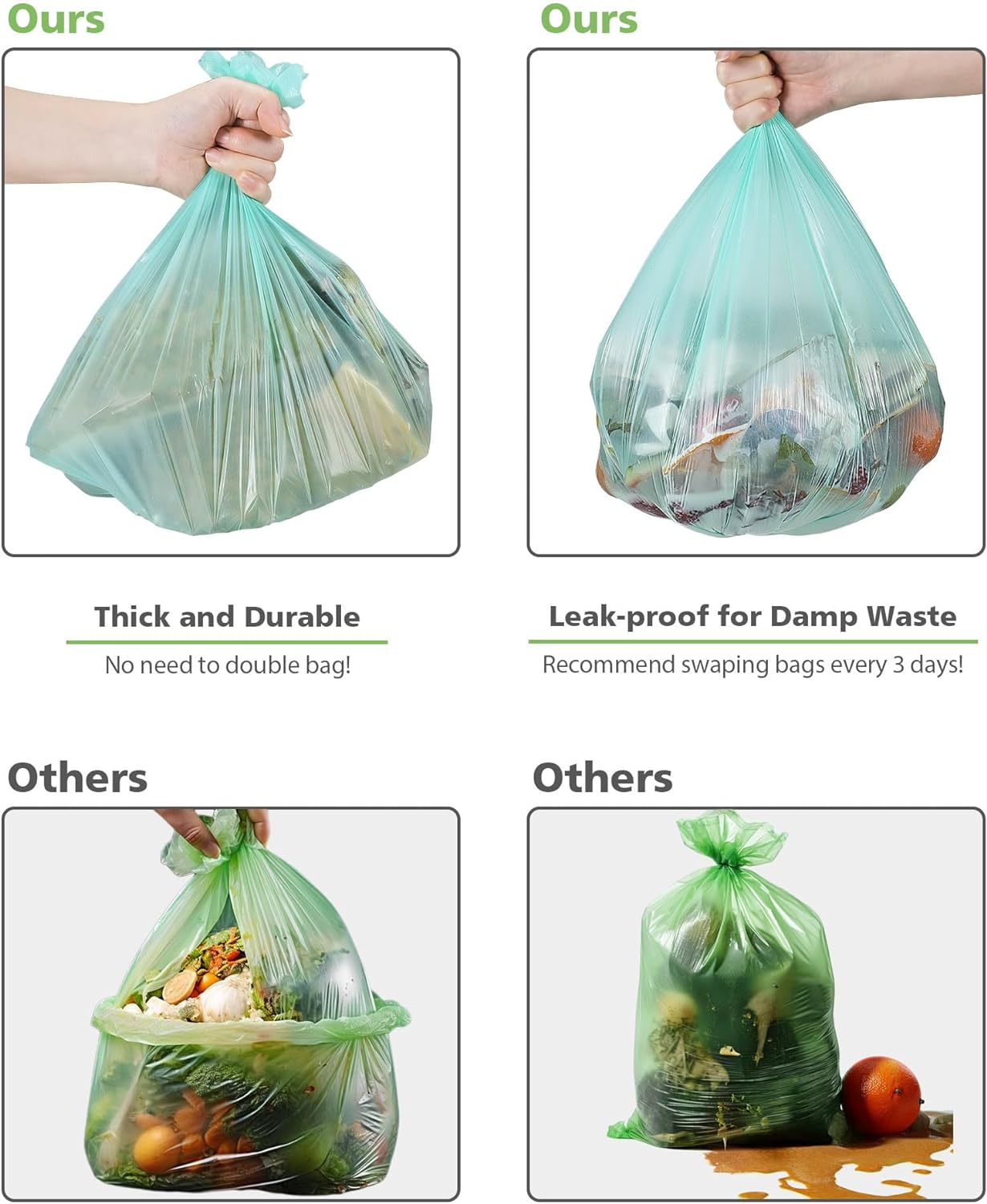Compost Bags 3 Gallon 125 Packs,AYOTEE Compostable Trash Bags 3 Gallon, Small Biodegradable Trash Bags
