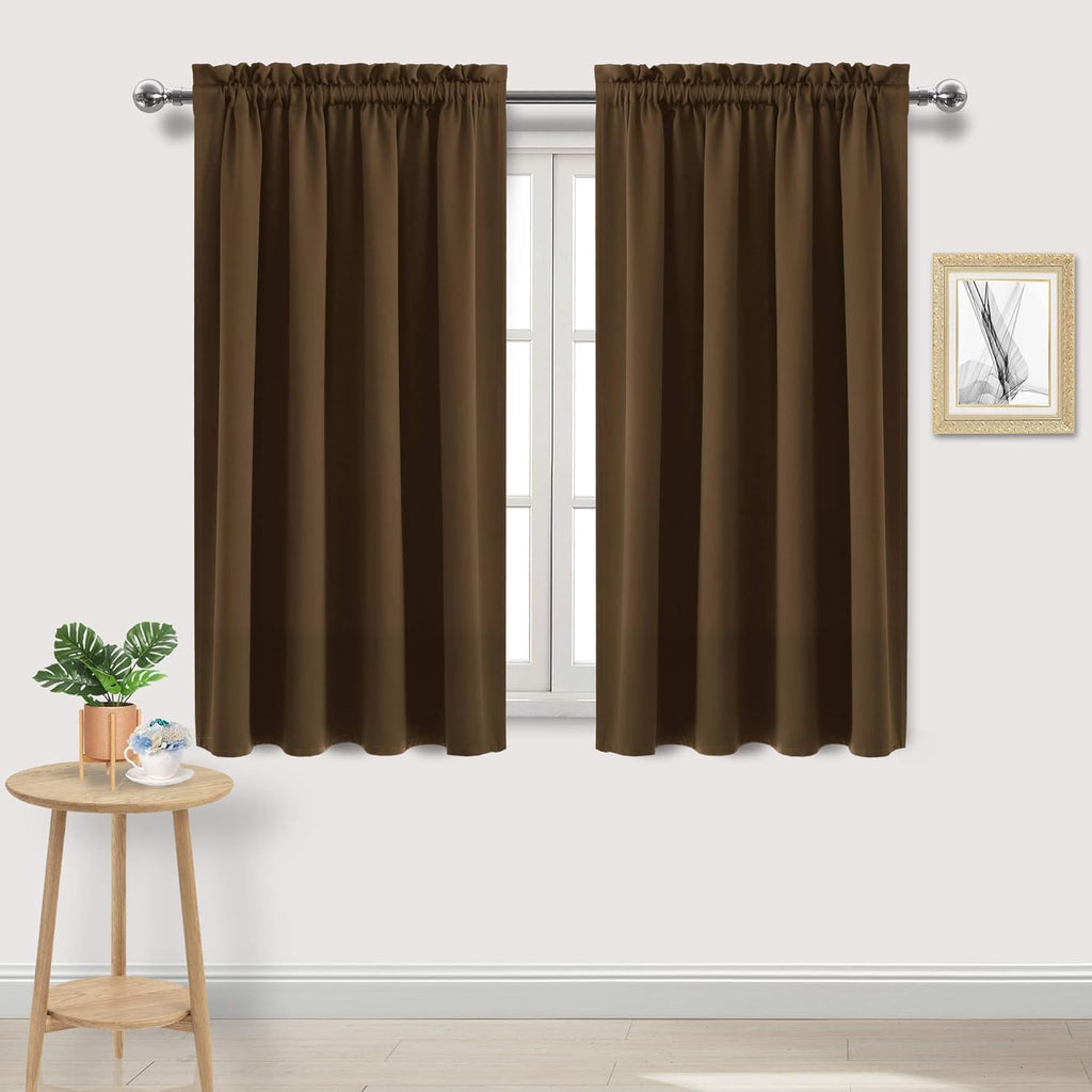 DWCN Blackout Curtains Room Darkening Thermal Insulated Bedroom Curtains Window Curtain Panels, 52 x 54 inches Long, Set of 2 Brown Rod Pocket Drapes