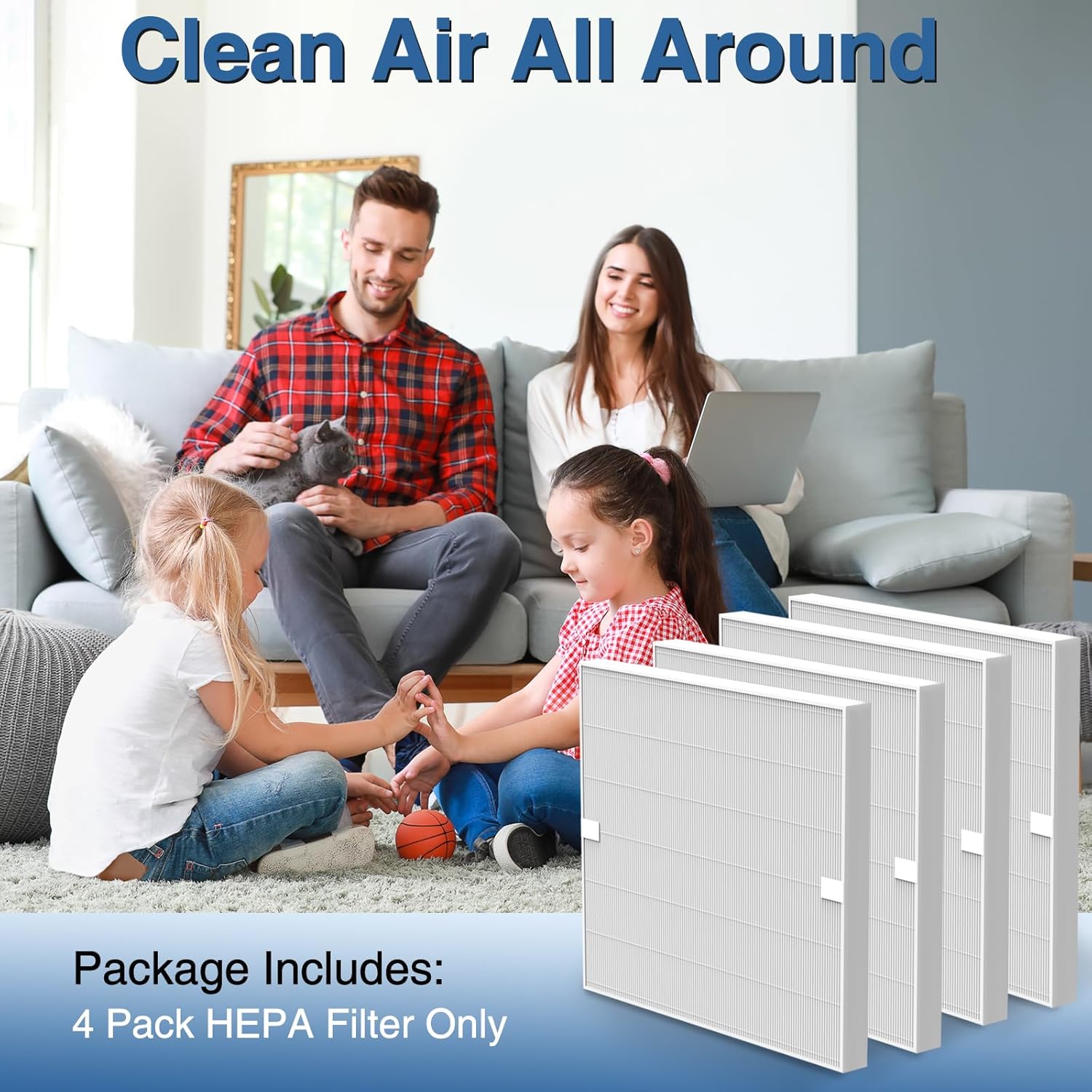 AP-1512HH HEPA Replacement Filter for Coway AP-1512HH AP1512HH Mighty Air Purifier, AP-1512HH-FP Item NO #3304899, 4 Pack AP-1512HH HEPA Filter Only
