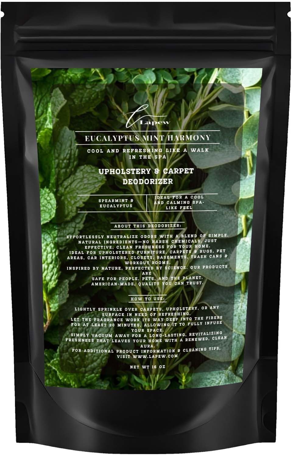 Eucalyptus Mint Harmony Carpet Freshener Powder: Powerful Odor Eliminator for Home, Upholstery Deodorizer, Carpet Deodorizer, Pet Urine, Cat Litter Box - Eucalyptus Spearmint Fragrance