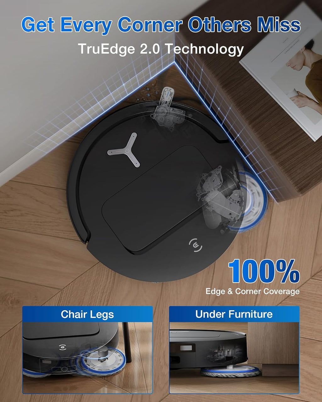 ECOVACS DEEBOT T50 PRO Omni Robot Vacuum and Mop, 3.19” Ultra-Slim, 15,000Pa Suction, ZeroTangle 2.0, TruEdge 2.0, AIVI 3D Obstacle Avoidance, Auto Mop Wash & Dry, Self-Emptying, Ideal for Pet Hair